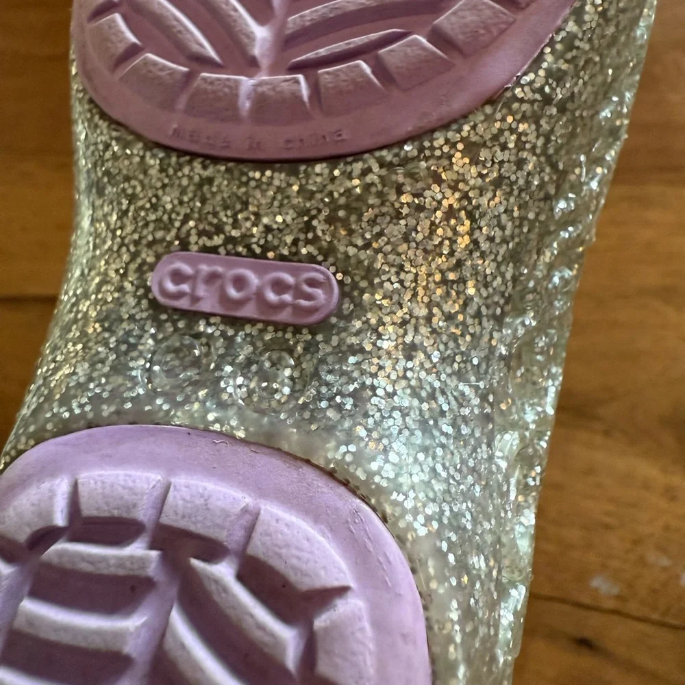 Crocs Isabella jelly shoe silver glitter size 8 toddler